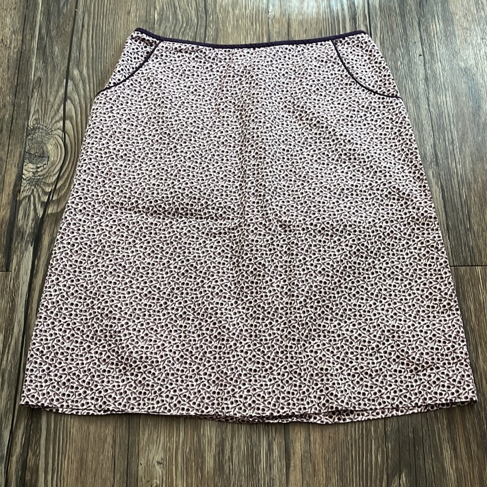 J. Crew 100% Cotton Lightweight Unlined Purple Patterned Skirt